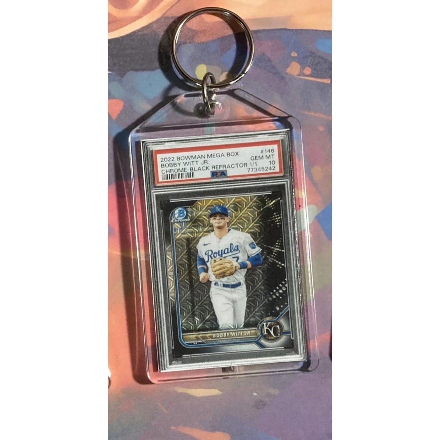 0290 Bobby Witt Jr 2022 Bowman Mojo Chrome Black SuperFractor Novelty Keychain
