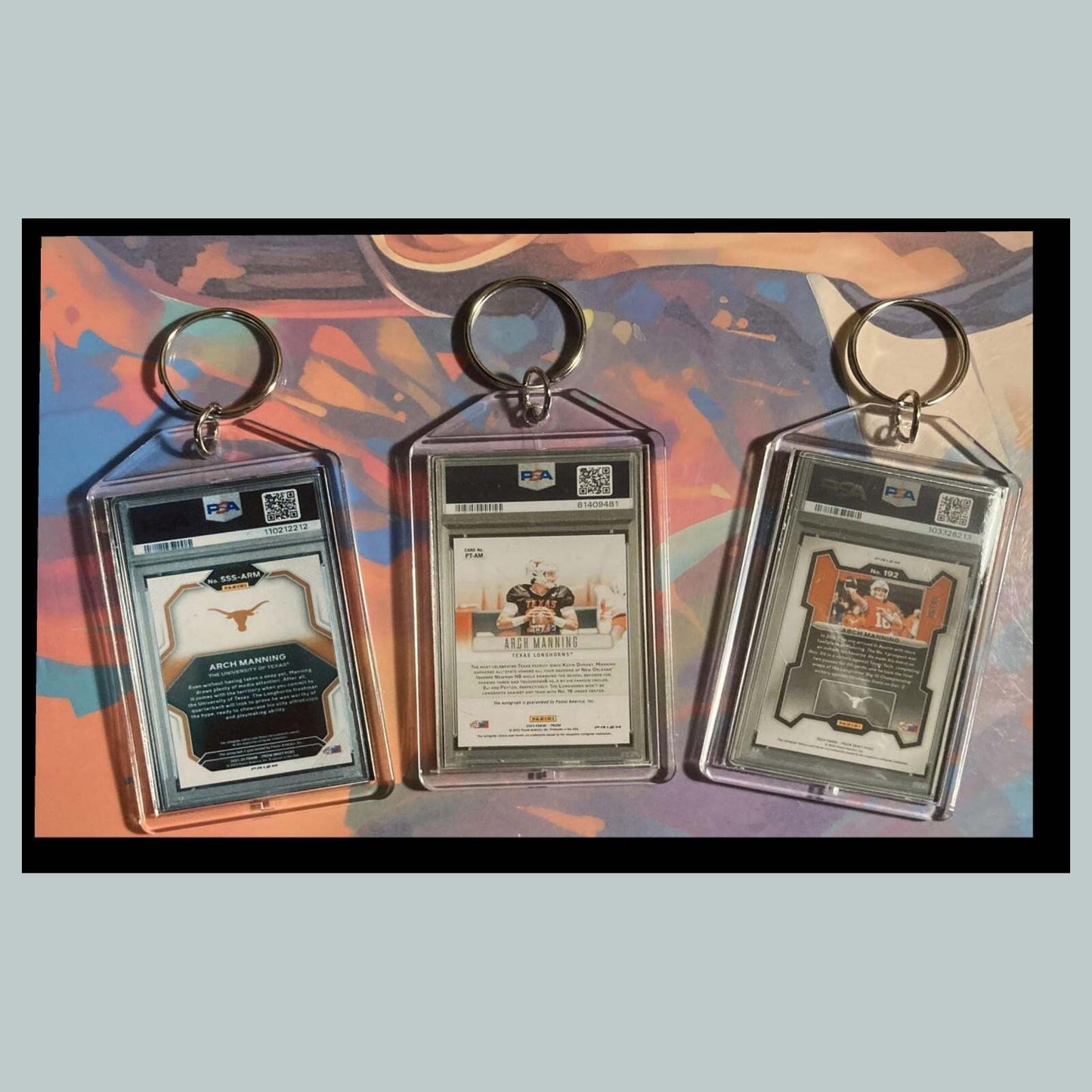 3470B Arch Manning 3 Pack Bundle -3 Different Custom Novelty Keychain Great Gift FBL