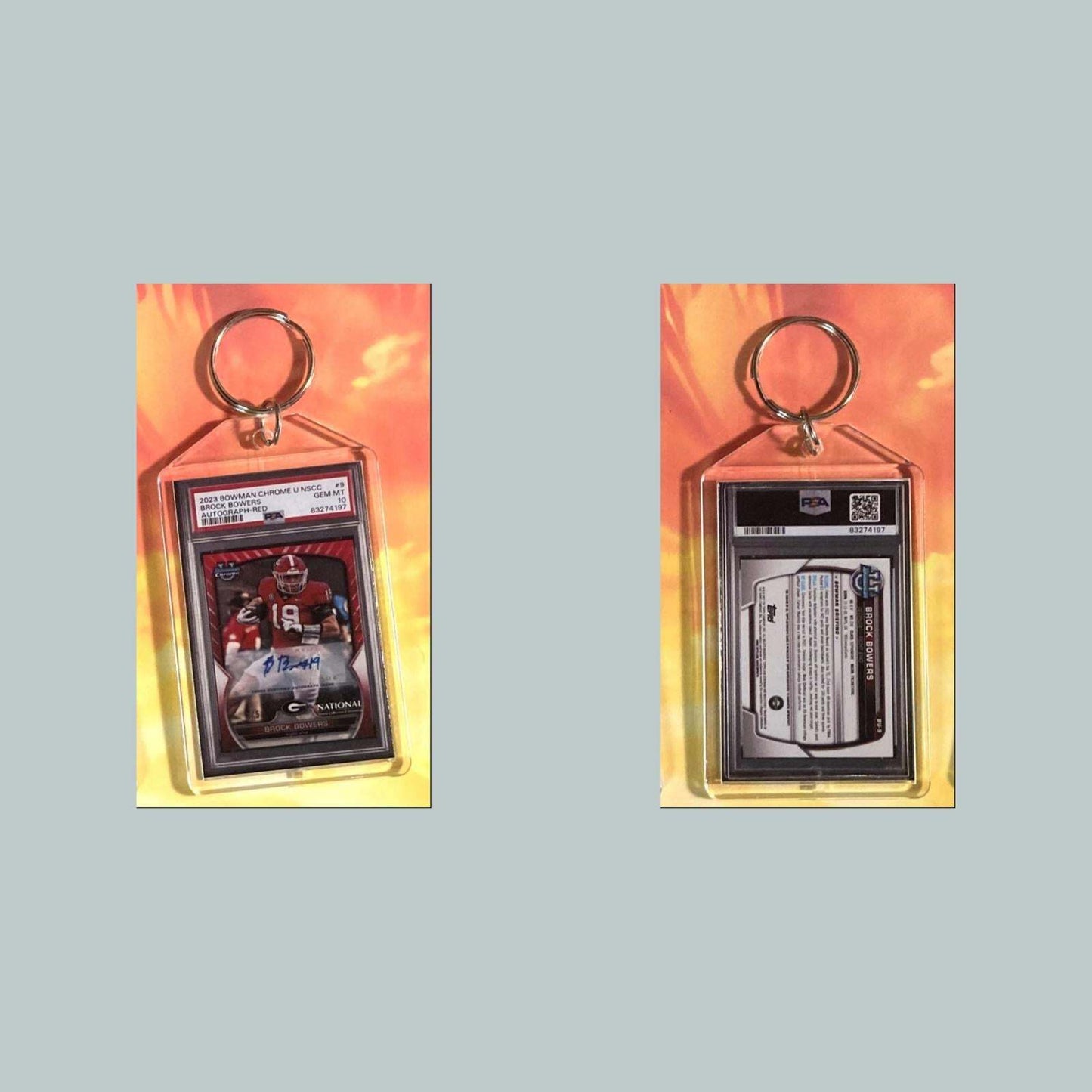 3696 Brock Bowers 2023 Bowman Chrome U Auto Custom Hand Made Keychain FBL