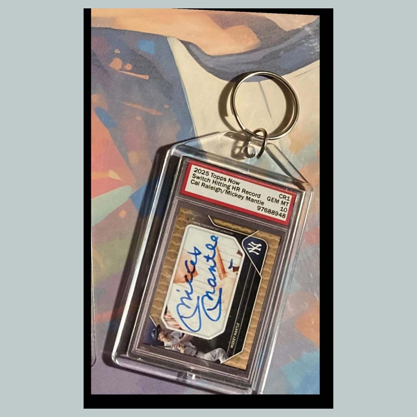 3517 Cal Raleigh-Mickey Mantle HR Record 2025 Now Custom Made Keychain - Gift BBL KYC