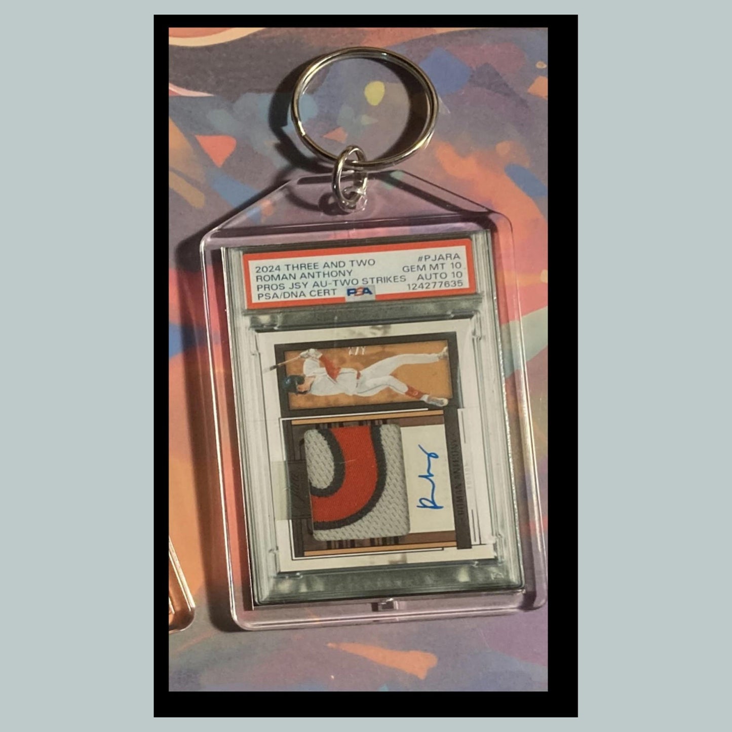 0529 Roman Anthony 2024 Panini Three and Two Patch Auto Custom Made Keychain