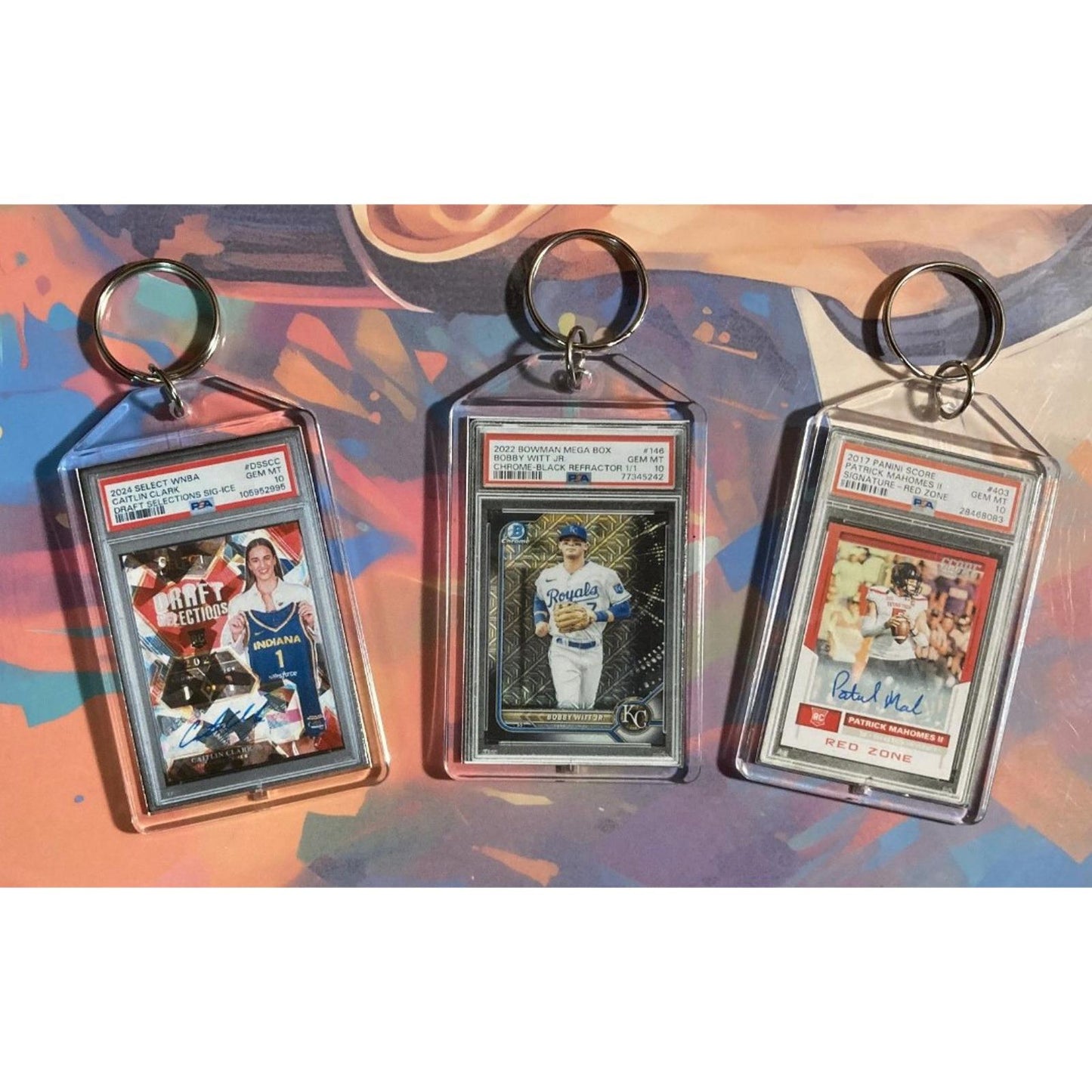 0302B Caitlin Clark/Witt Jr/Mahomes 3 pack - 3 Pack Multi-Sport Bundle Keychains