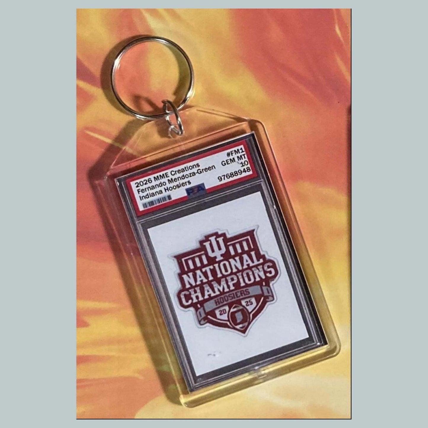3752 Fernando Mendoza Green Shimmer Custom Hand Made Keychain FBL