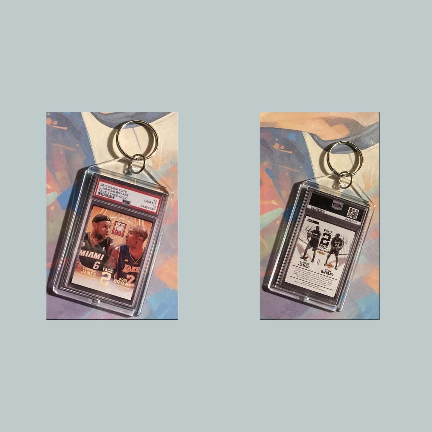 3541 2013 Panini Elite Face 2 Face Gold L.James-K.Bryant Custom Keychain Gift BKL KYC