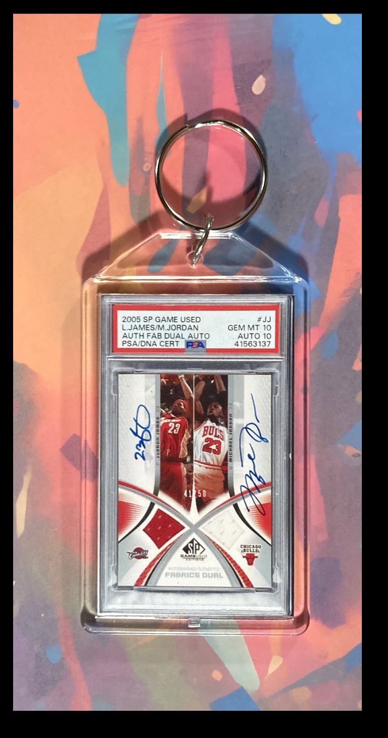 3051 Michael Jordan/LeBron James 2005 UD Fabrics Dual Autos Keychain BKL KYC