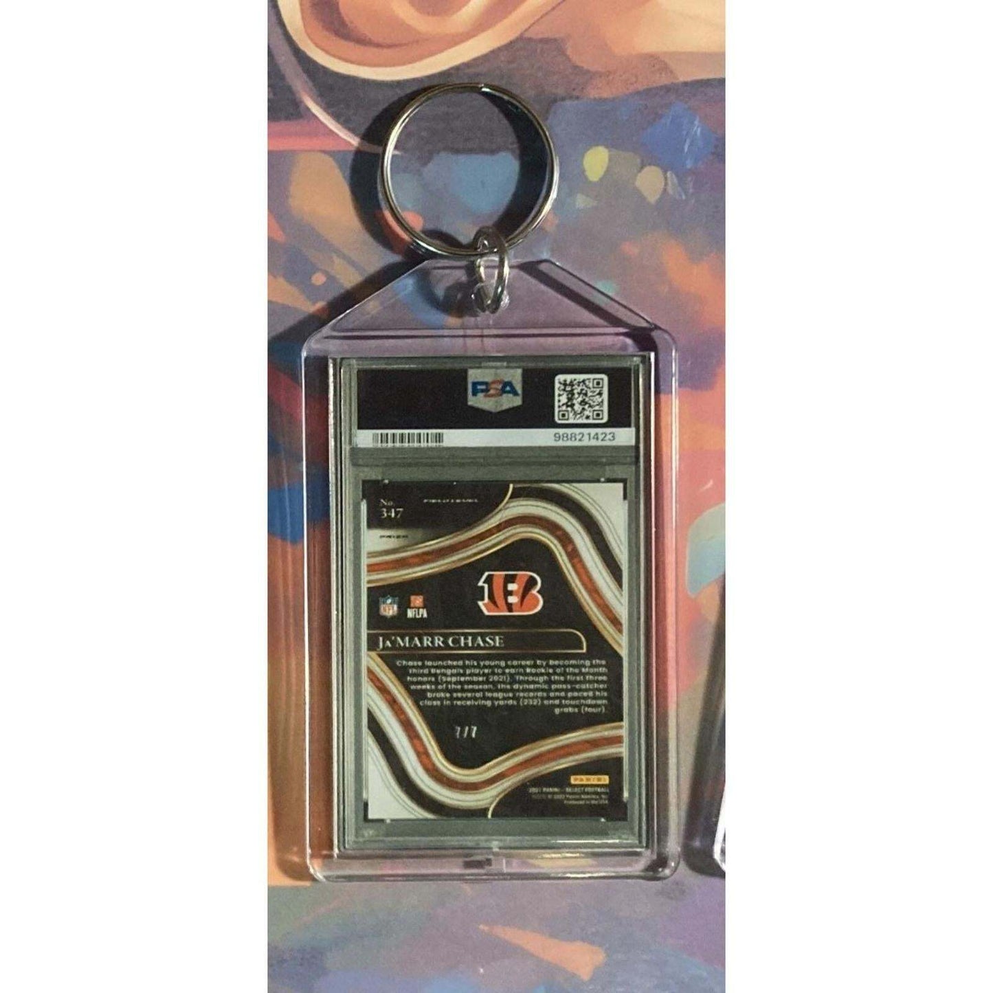 3269 Ja'Marr Chase 2021 Panini Select Neon Orange Pulsar Prizm Novelty Keychain FBL