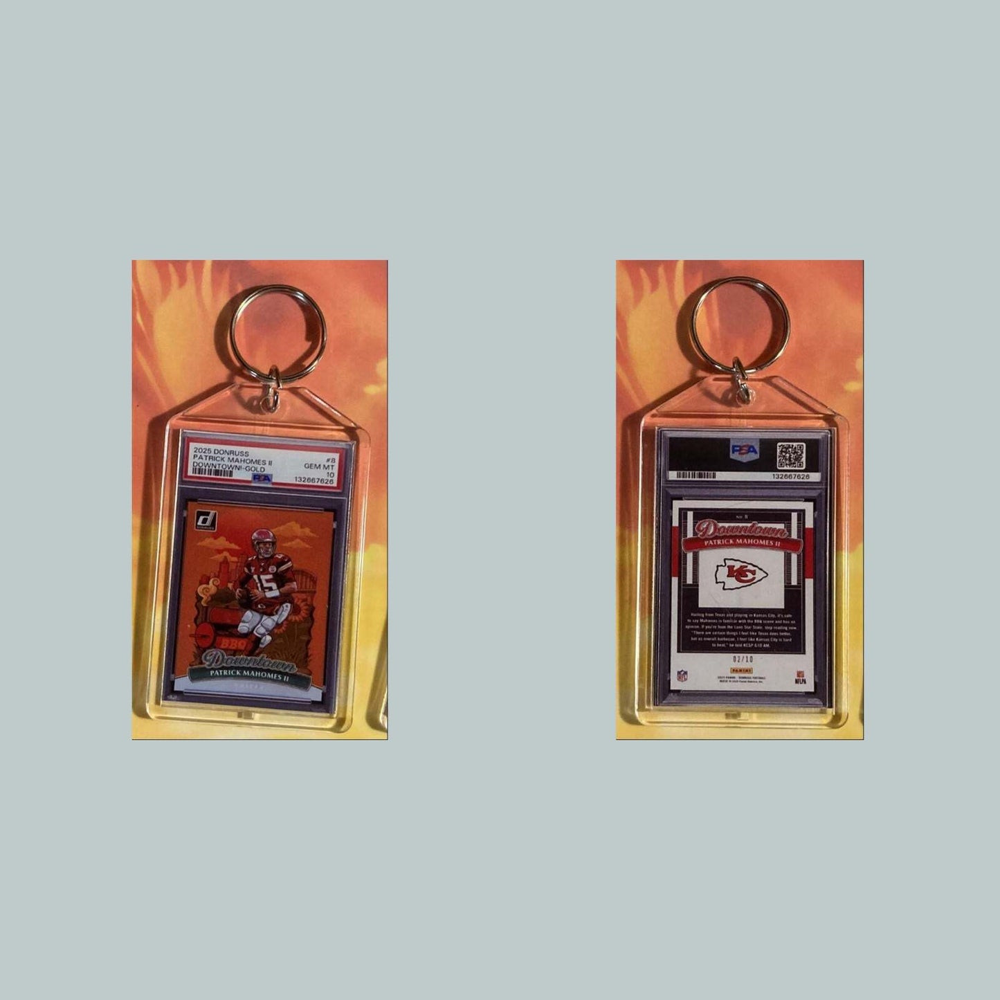 3606 Patrick Mahomes 2025 Panini Donruss Gold Downtown Custom Keychain FBL