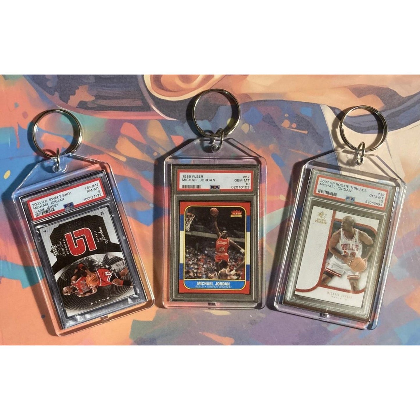 0174B Michael Jordan - 3 Pack Bundle 3 Different Custom Novelty Keychains