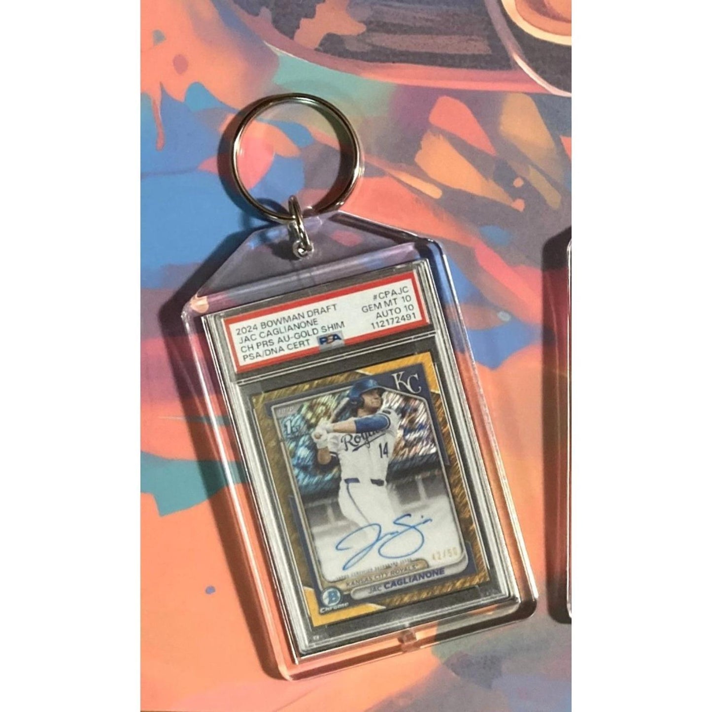 0257 Jac Caglianone 2024 Bowman Draft Gold Shimmer Auto Custom Novelty Keychain