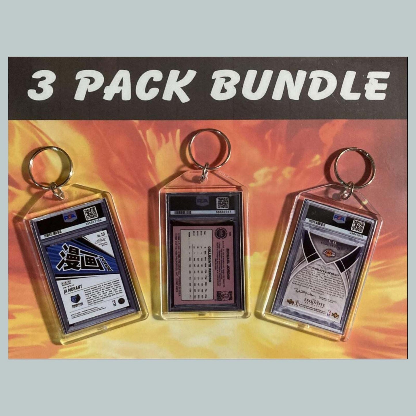 3637B Ja Morant-Jordan-Kobe 3 Pack Custom Hand Made Keychain BKL KYC