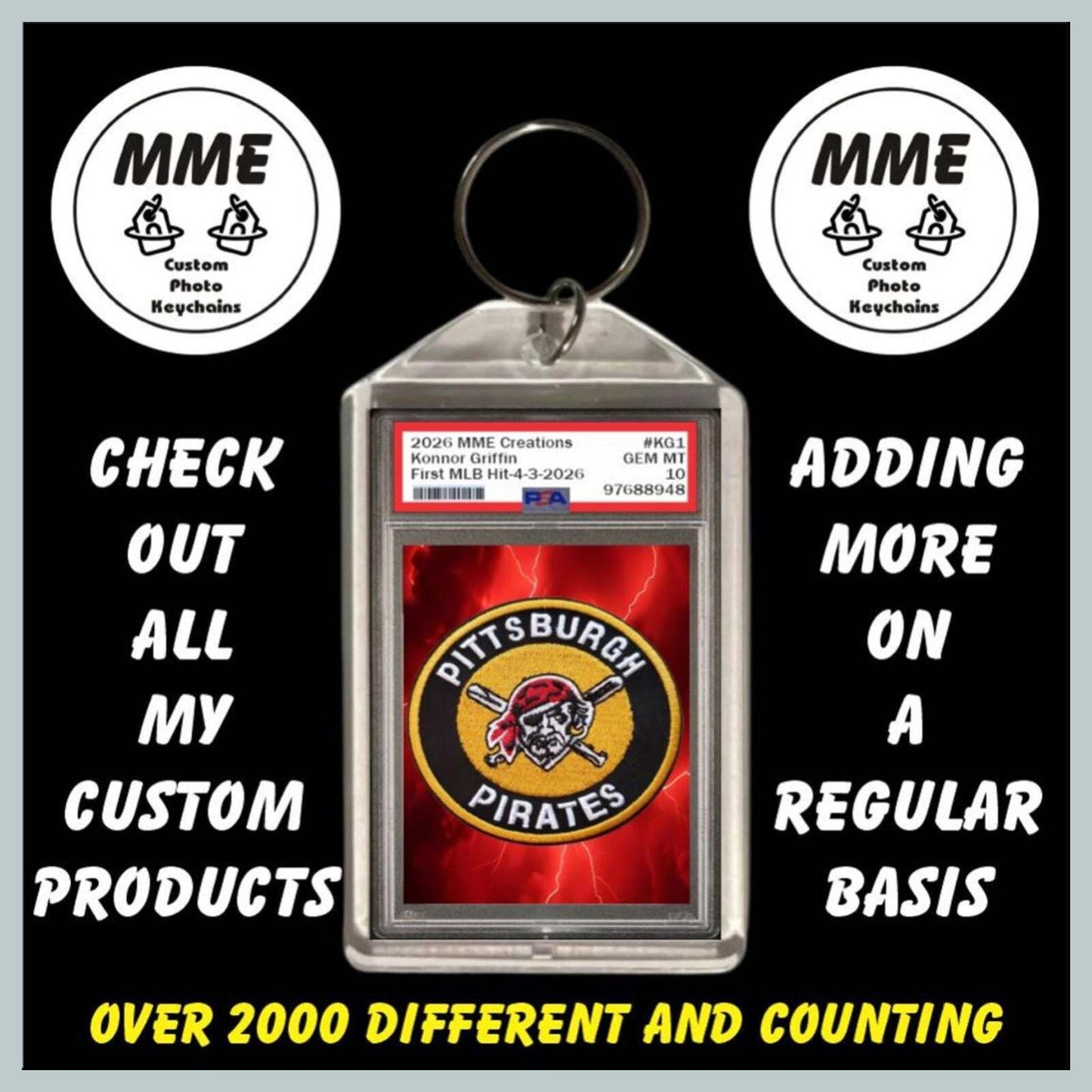 3797 Custom Keychain Konnor Griffin First Major League Hit Fast Secure Shipping BBL KYC