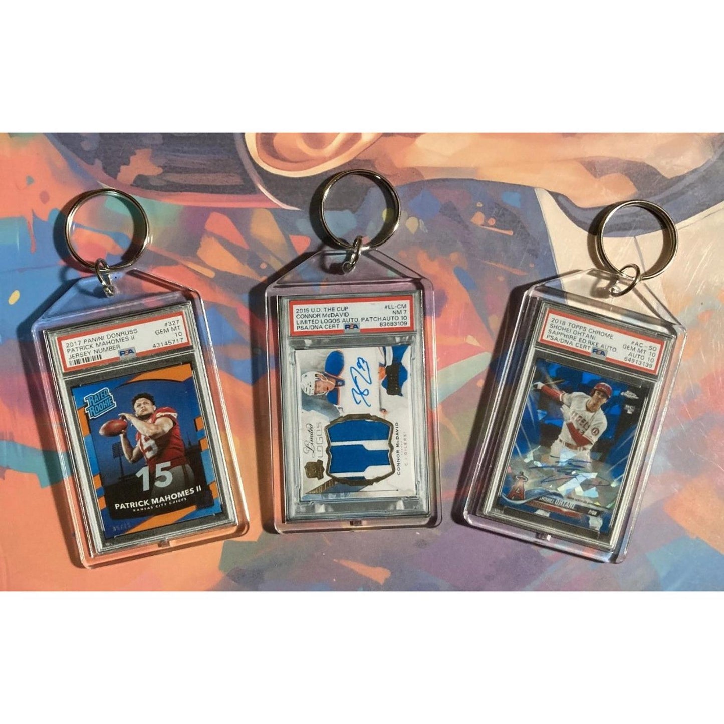0269B Patrick Mahomes/McDavid/Ohtani Multi-Sport 3 Pack Bundle Novelty Keychains