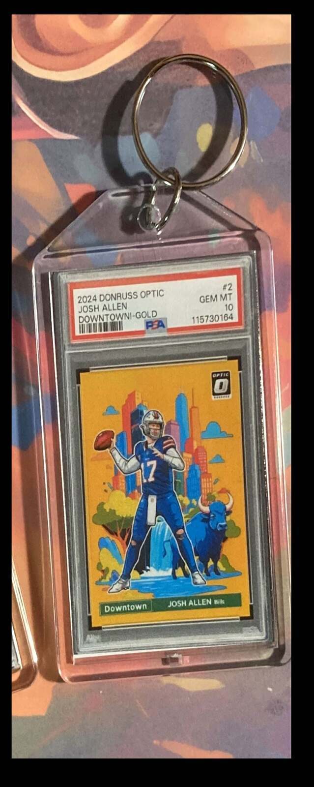 3243 Josh Allen 2024 Panini Donruss Downtown Gold  Keychain FBL