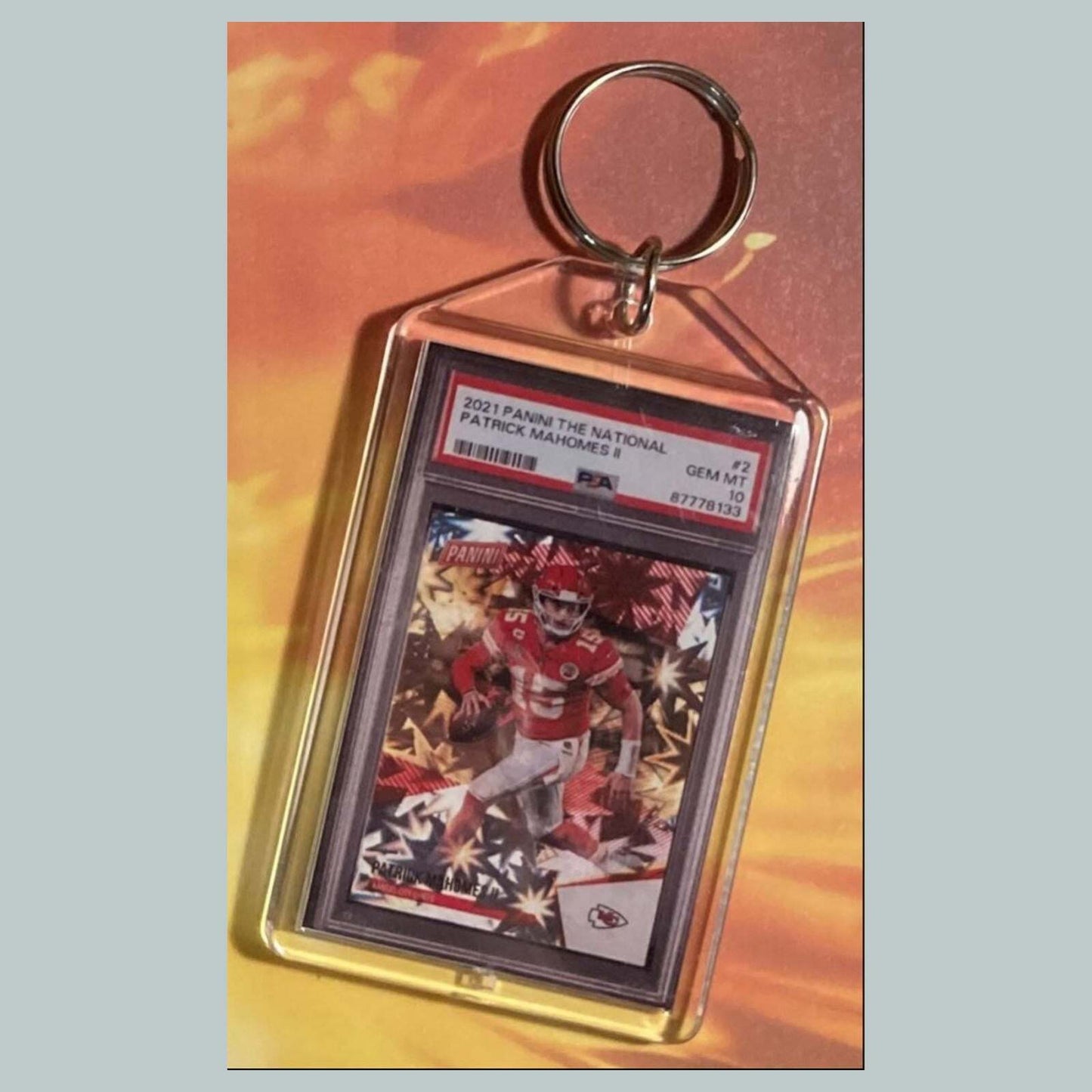 3619 Patrick Mahomes 2021 Panini The National Kaboom Custom Keychain FBL