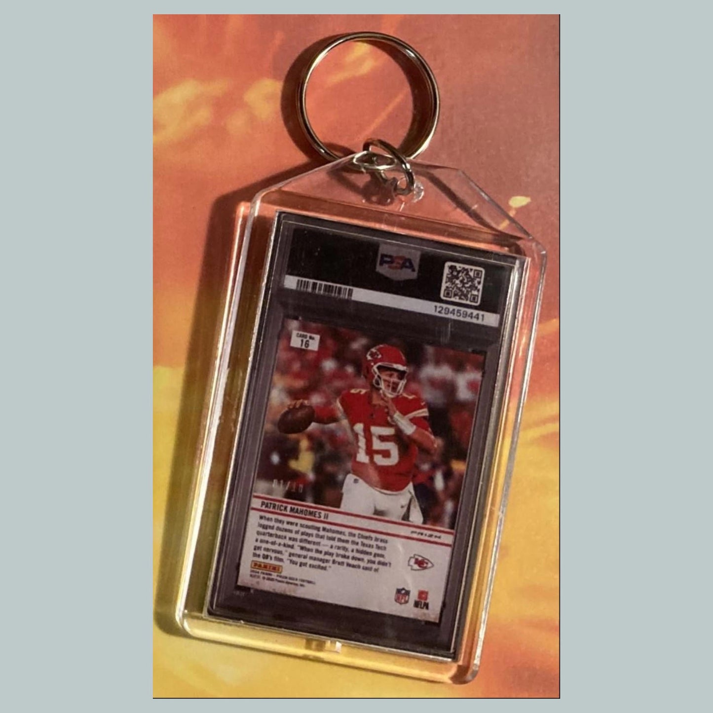 0648 Patrick Mahomes 2024 Panini Prizm Gold Downtown Custom Keychain