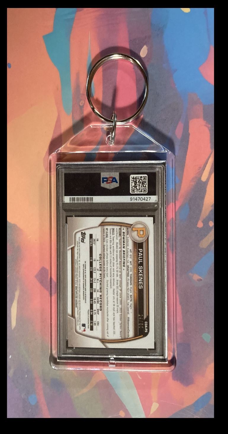 3054 Paul Skenes 2023 Bowman Chrome Gold Auto Custom Made Keychain BBL KYC