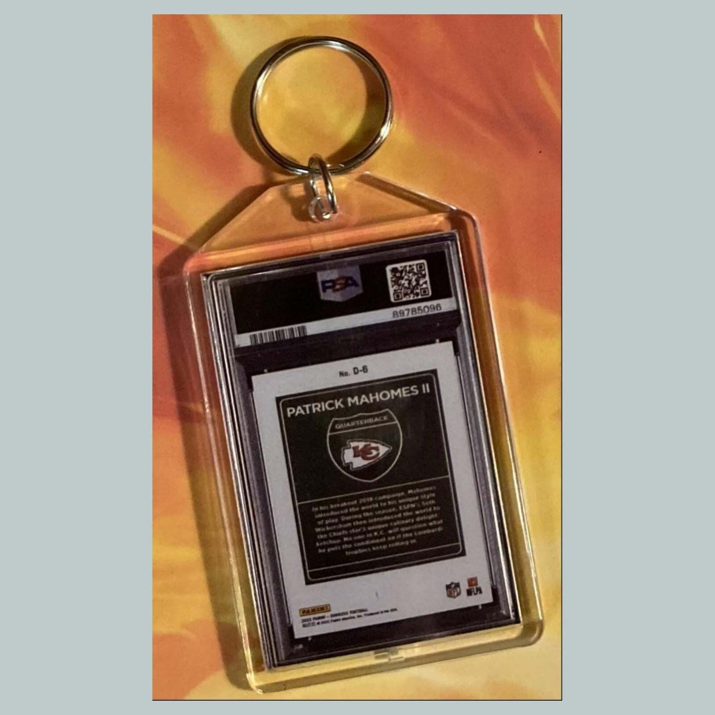 3604 Patrick Mahomes 2023 Panini Donruss Downtown Custom Keychain FBL