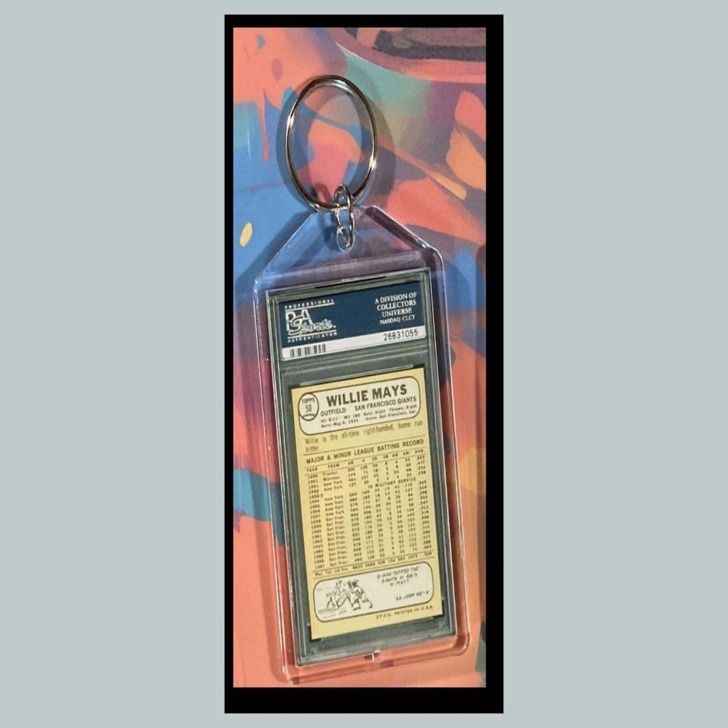 3387 Willie Mays 1968 Custom Hand Made Novelty Custom Hand Made Keychain BBL KYC