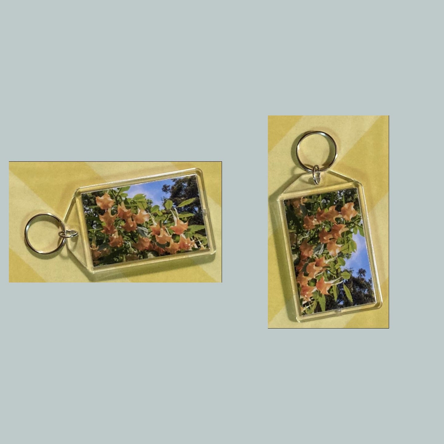 0726 Angel's Trumpets Acrylic Keychain | Floral Keychain | Flower Lover Gift | Botanical Purse Charm | Backpack Accessory