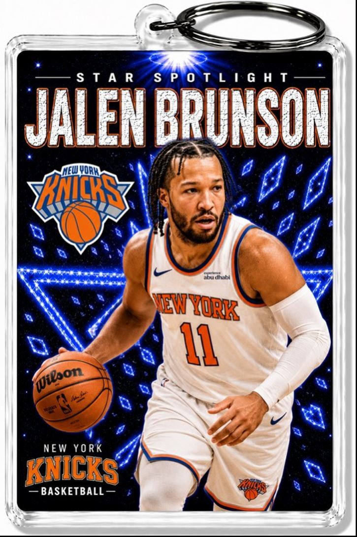 3981 Jalen Brunson Keychain Blue Spotlight Premium Keychain No Nameplate BKL KYC
