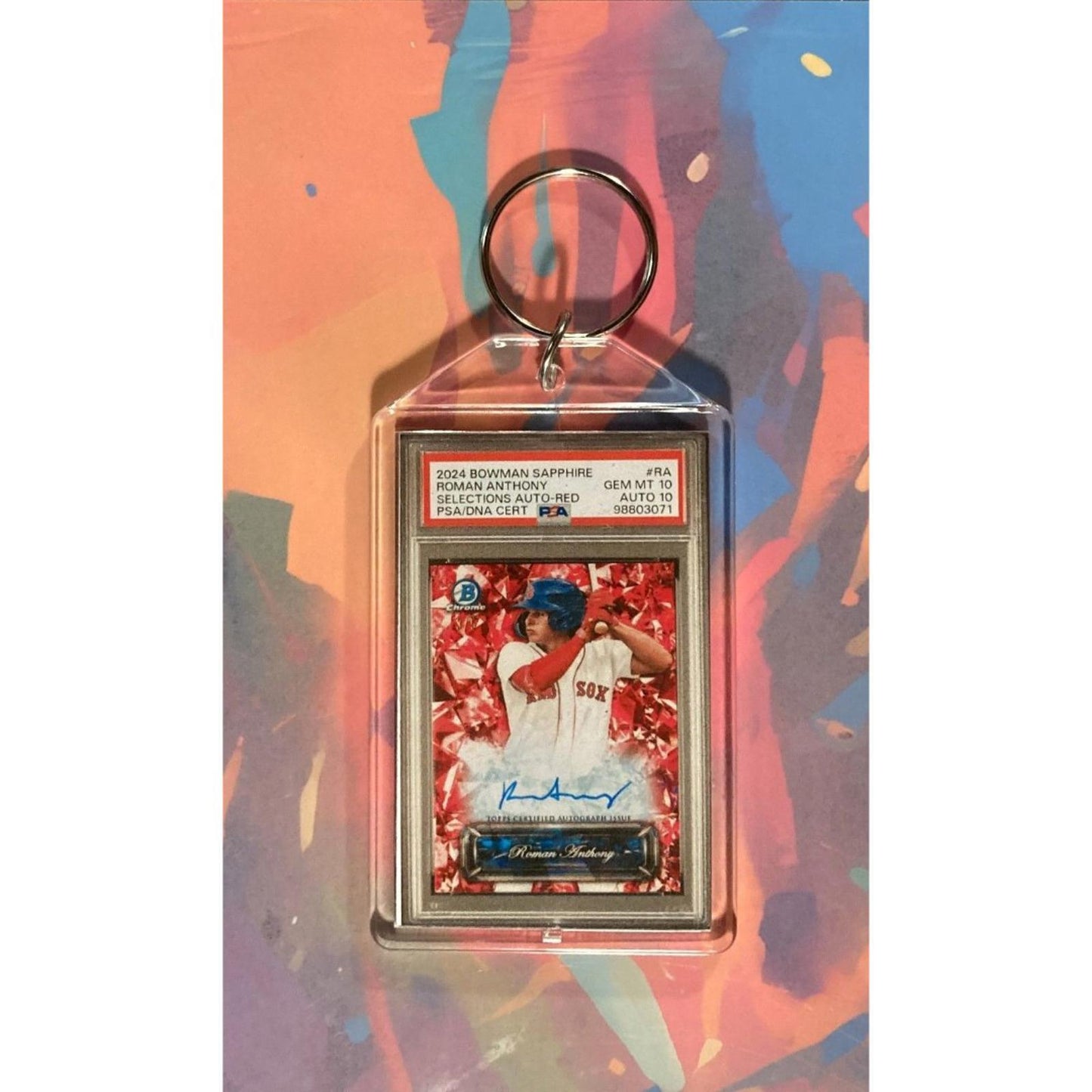 0113 Roman Anthony 2024 Bowman Chrome Sapphire Red Auto Custom Novelty Keychain