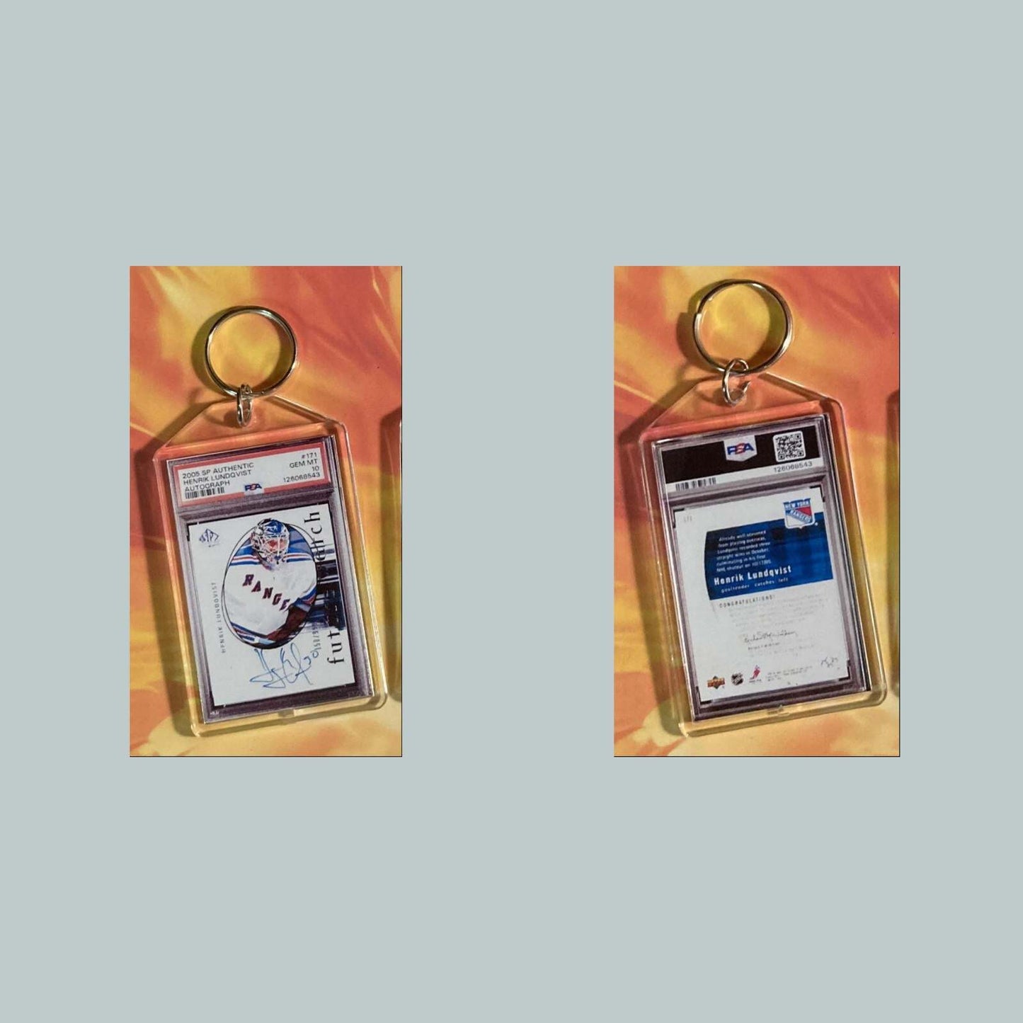 3662 Henrik Lundqvist 2005 SP Authentic Auto Custom Hand Made Keychain MSC KYC