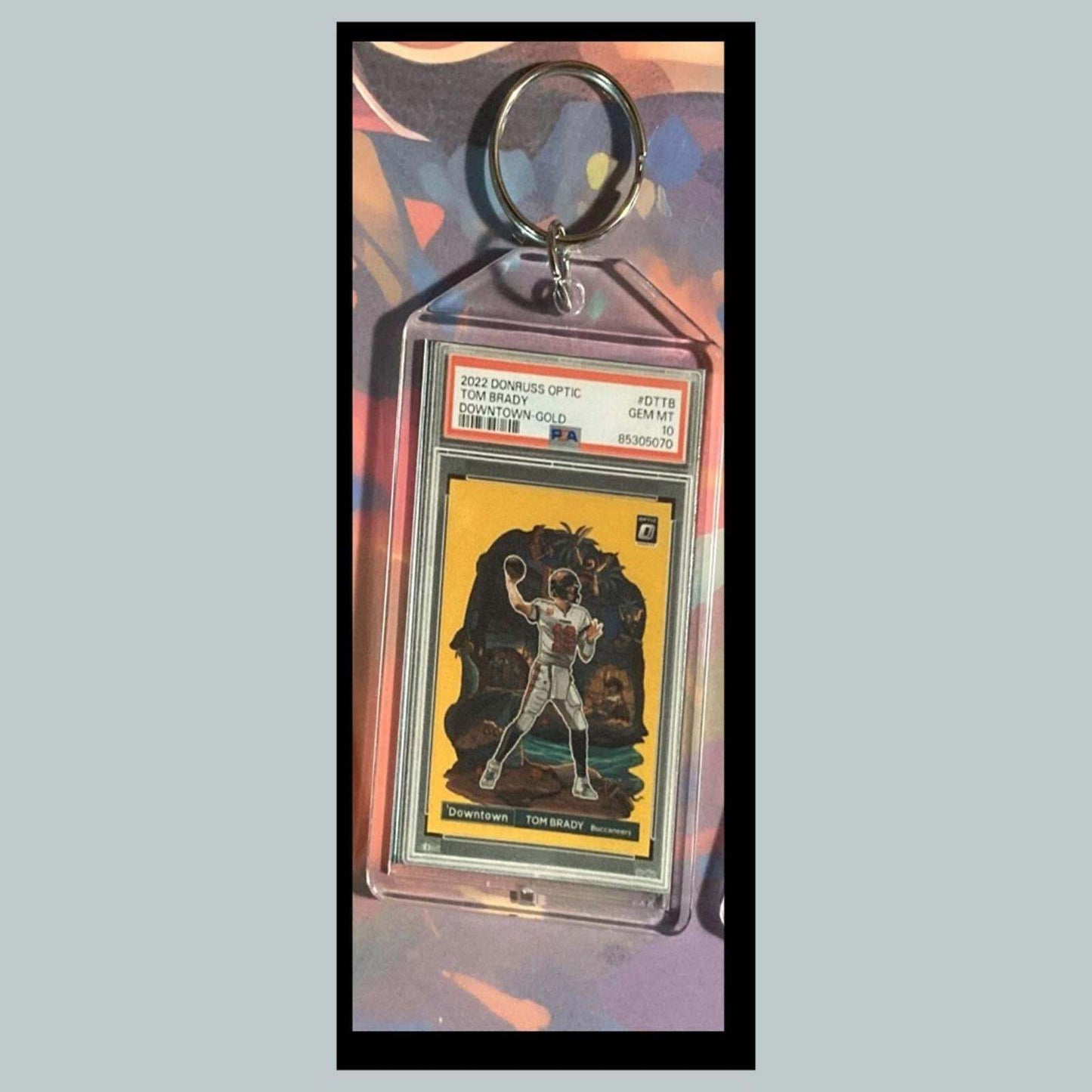 3416 Tom Brady 2022 Panini Donruss Optic Downtown Gold Custom Keychain - Gift FBL