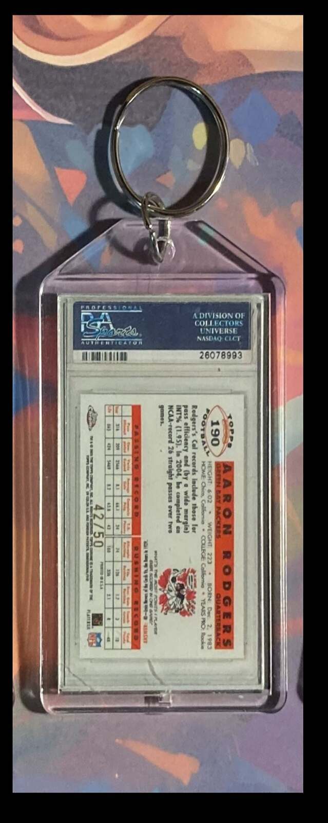 3256 Aaron Rodgers 2005 Topps Chrome Gold Refractor Custom Keychain FBL