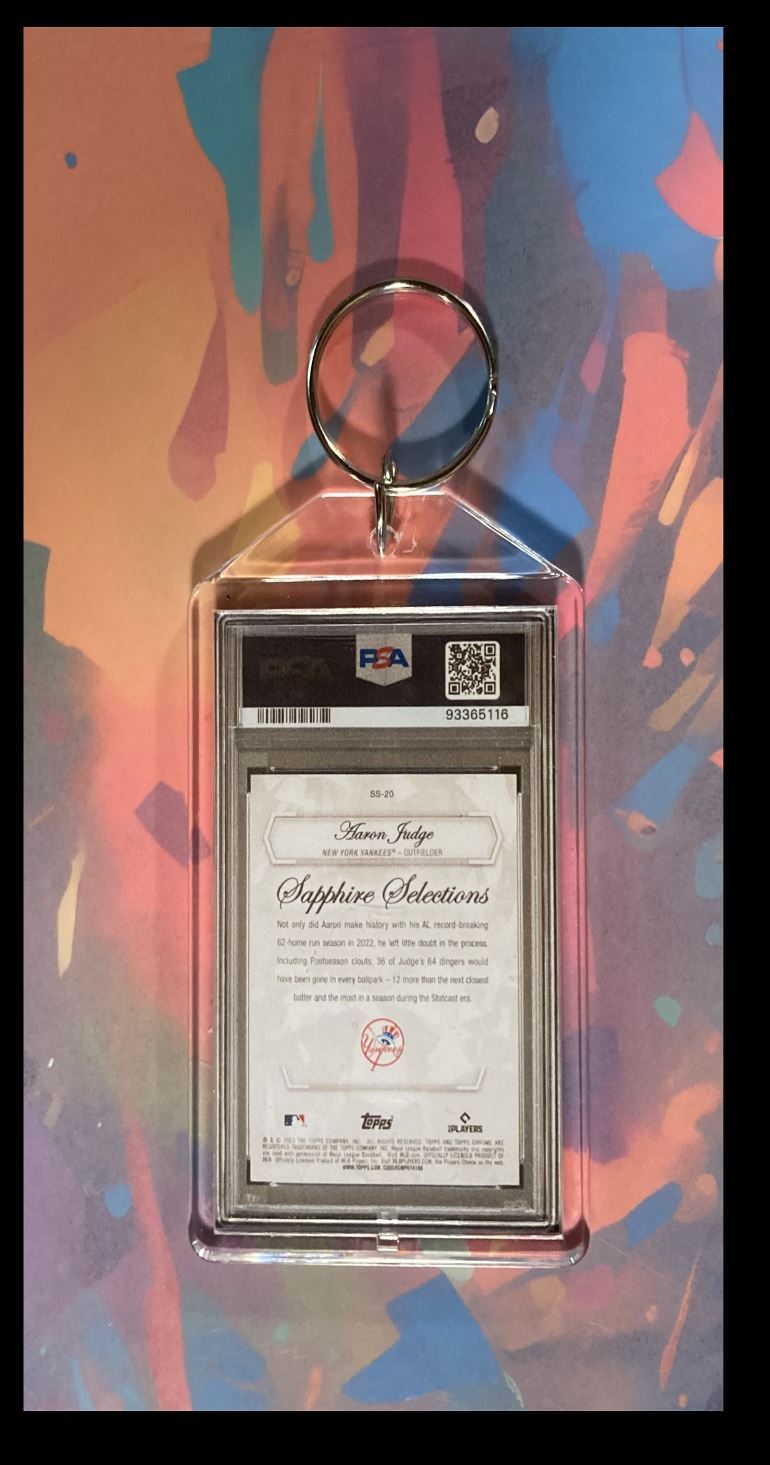 3047 Aaron Judge 2023 Topps Sapphire SuperFractor Custom Keychain BBL KYC