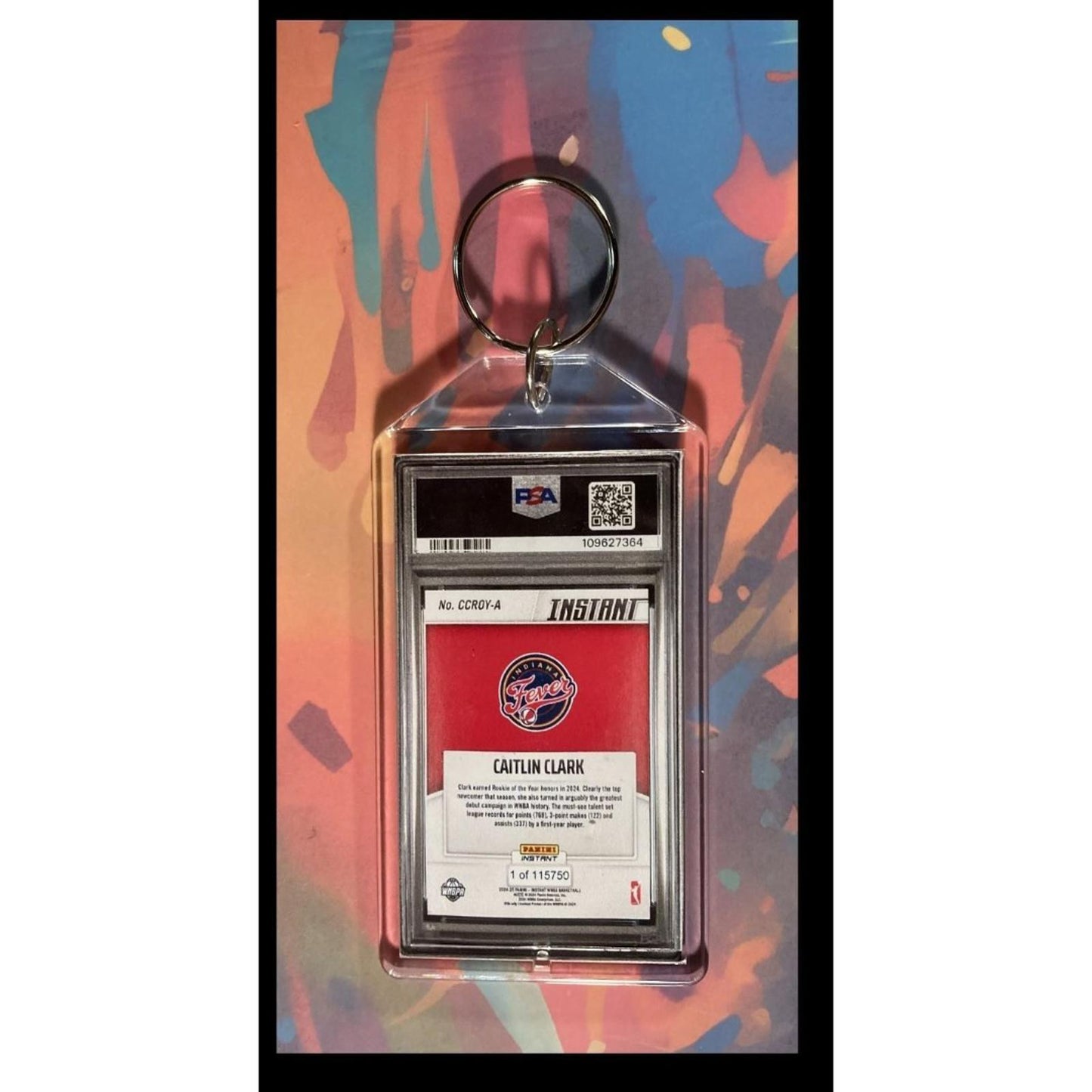 0062 Caitlin Clark 2024 Panini Instant Rookie of The Year-Custom Keychain- Gift