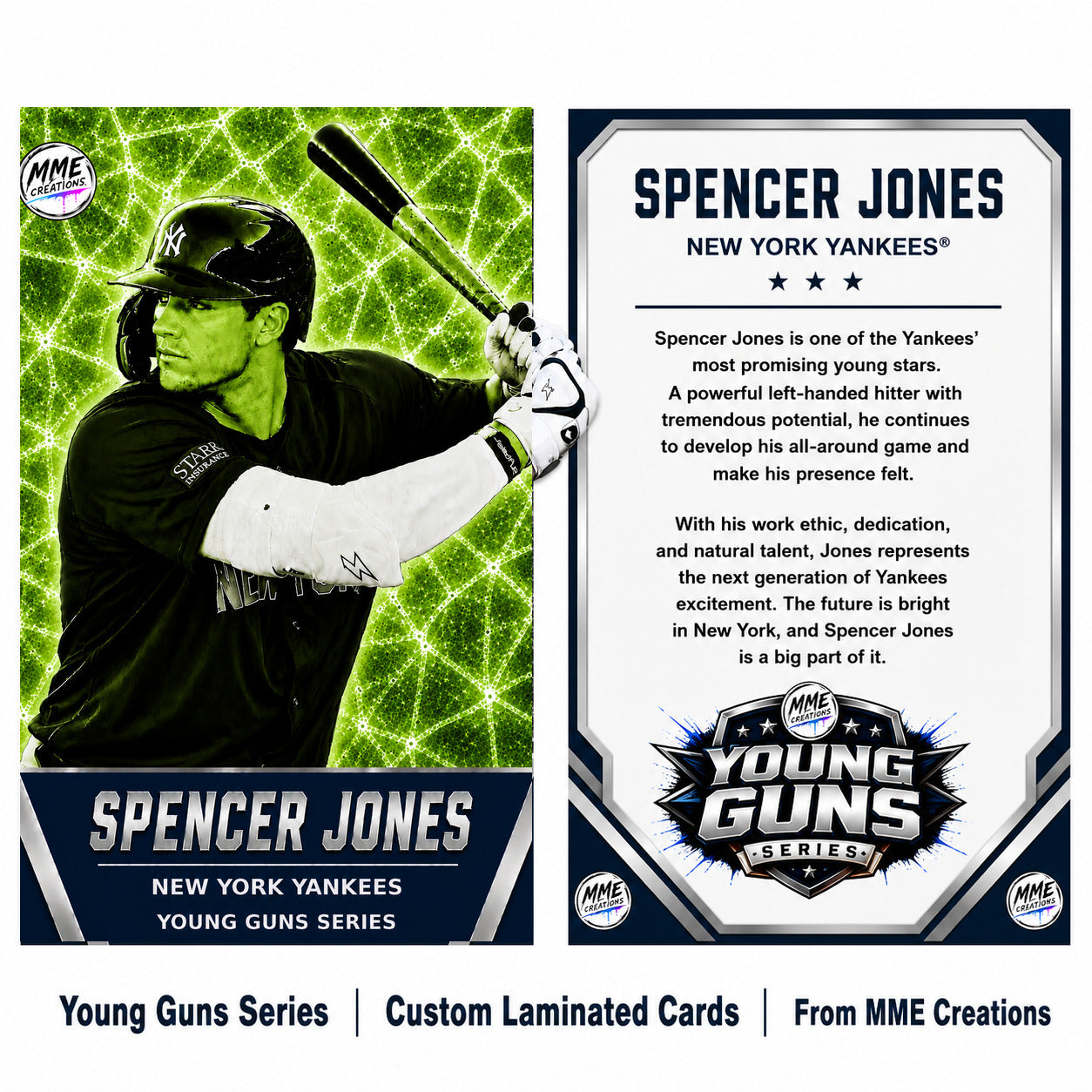4240 Spencer Jones | Young Guns | Laminated Custom Baseball Card | Green Ice2