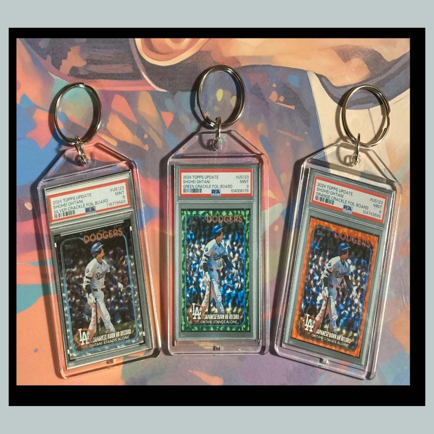 3457B Shohei Ohtani Crackle 3 Pack Bundle - 3 Different Custom Novelty Keychains BBL KYC