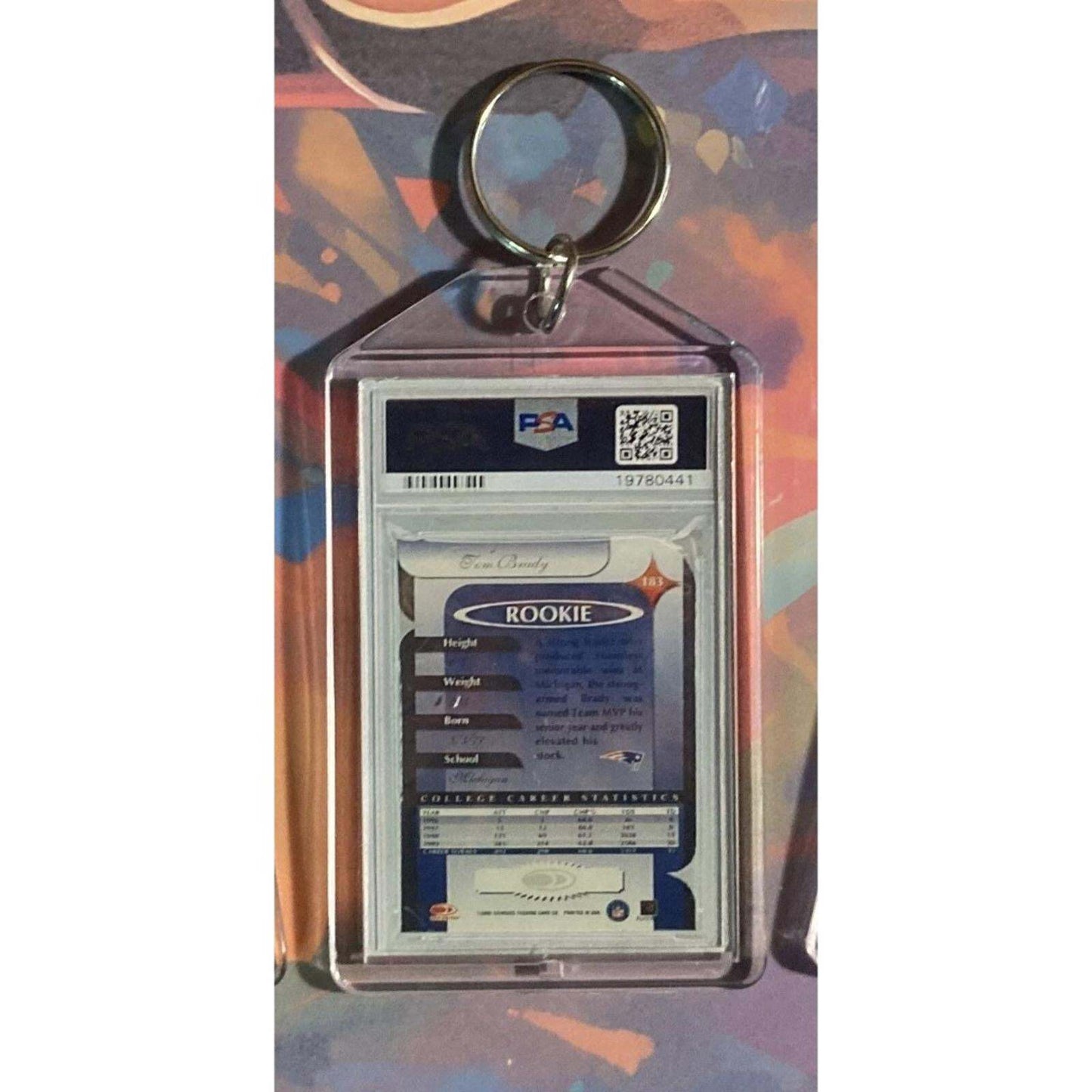 3265 Tom Brady 2000 Donruss Elite Status Custom Hand Made Novelty Keychain-Gift FBL