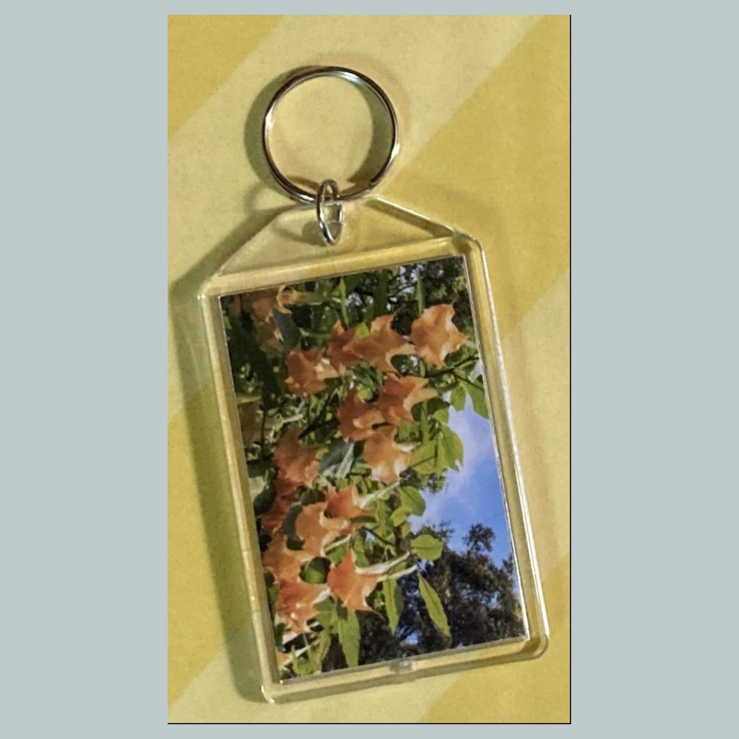 0726 Angel's Trumpets Acrylic Keychain | Floral Keychain | Flower Lover Gift | Botanical Purse Charm | Backpack Accessory