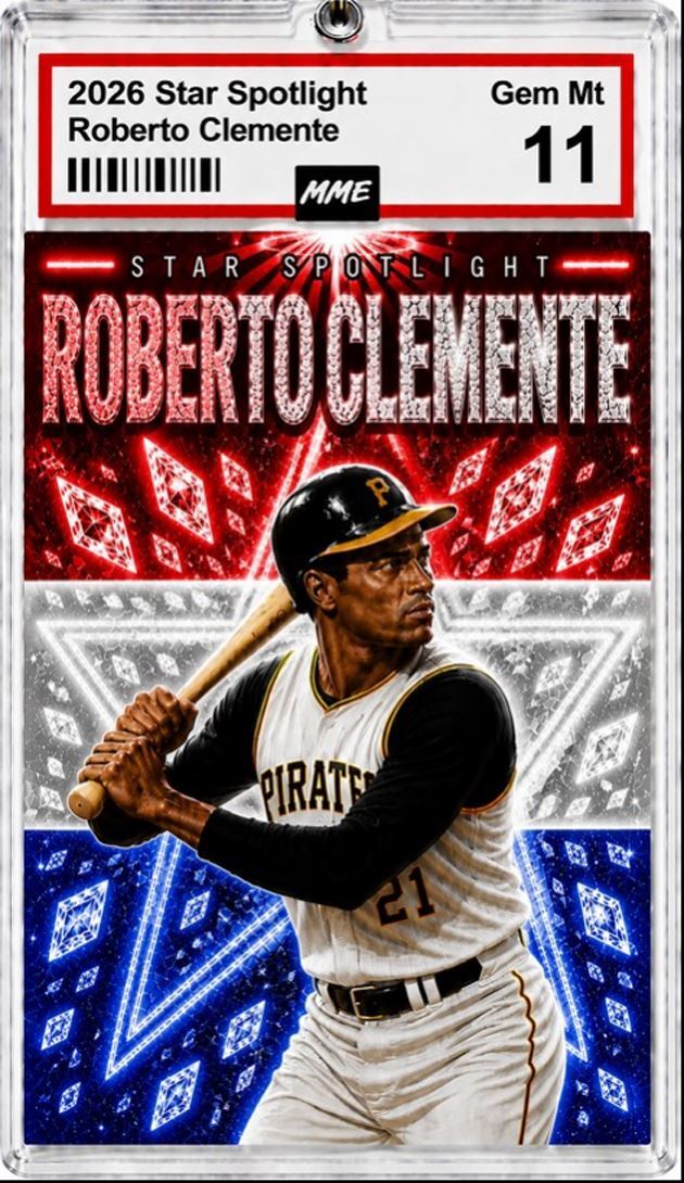 2951 Roberto Clemente Keychain Spotlight Red-White-Blue Custom Photo Keychain KYC BBL