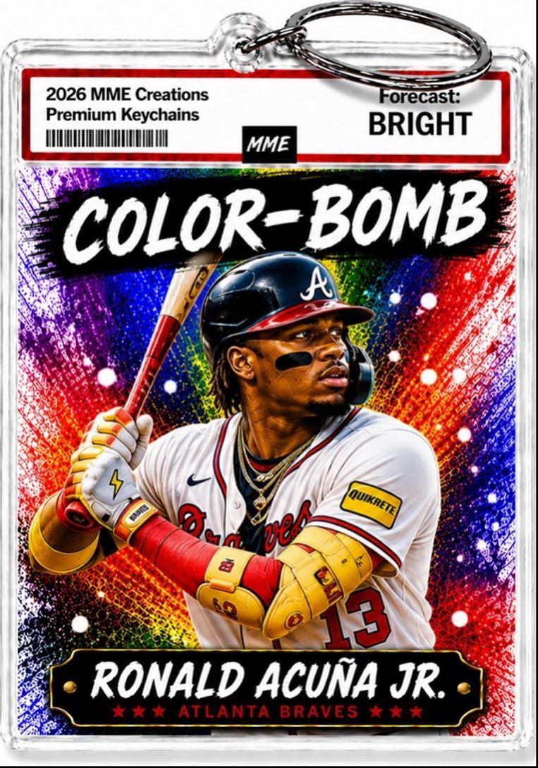 3898 Ronald Acuna Jr Keychain | Color-Bomb Custom Photo Keychain With Nameplate BBL KYC