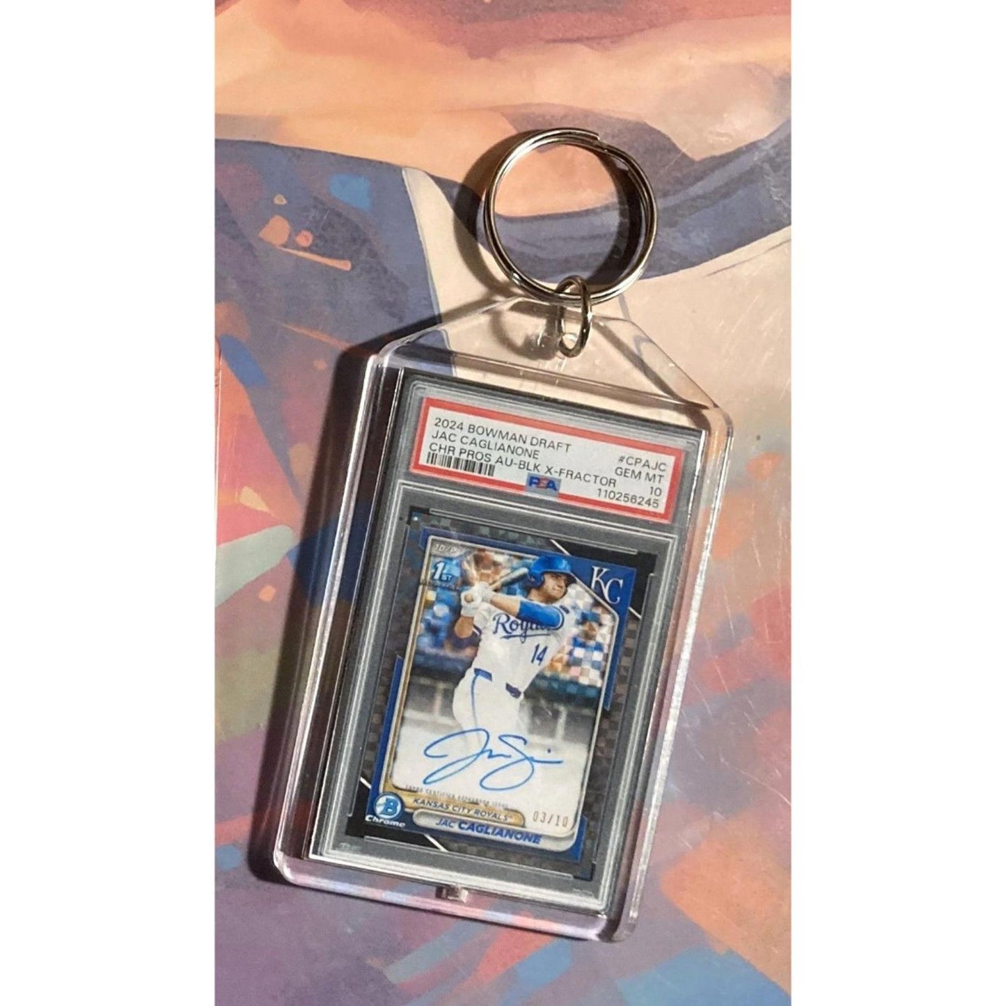 0250 Jac Caglianone 2024 Bowman Draft X-Fractor Auto Custom Novelty Keychain