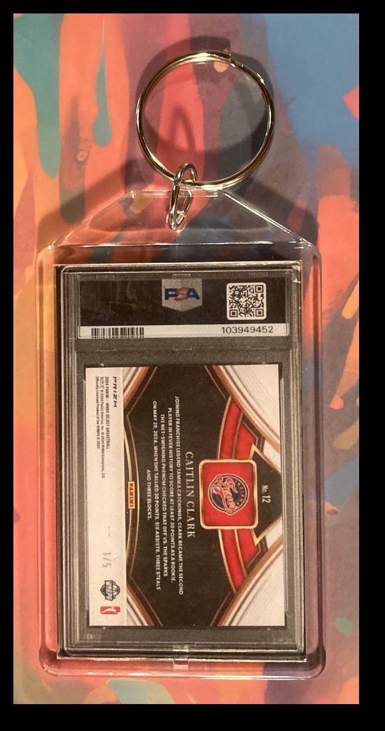 2972 Caitlin Clark 2024 Panini Select Black Gold Prizm Keychain BKL KYC
