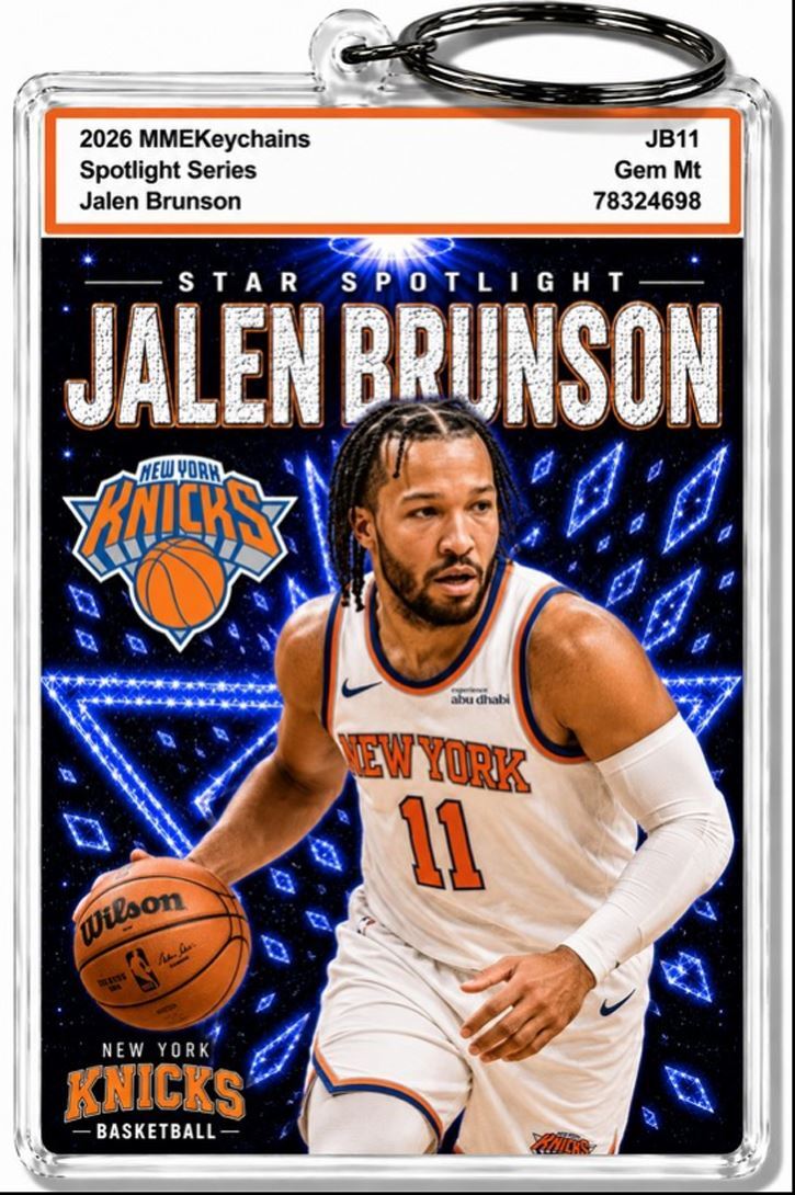 3982 Jalen Brunson Keychain Blue Spotlight Premium Keychain With Nameplate BKL KYC