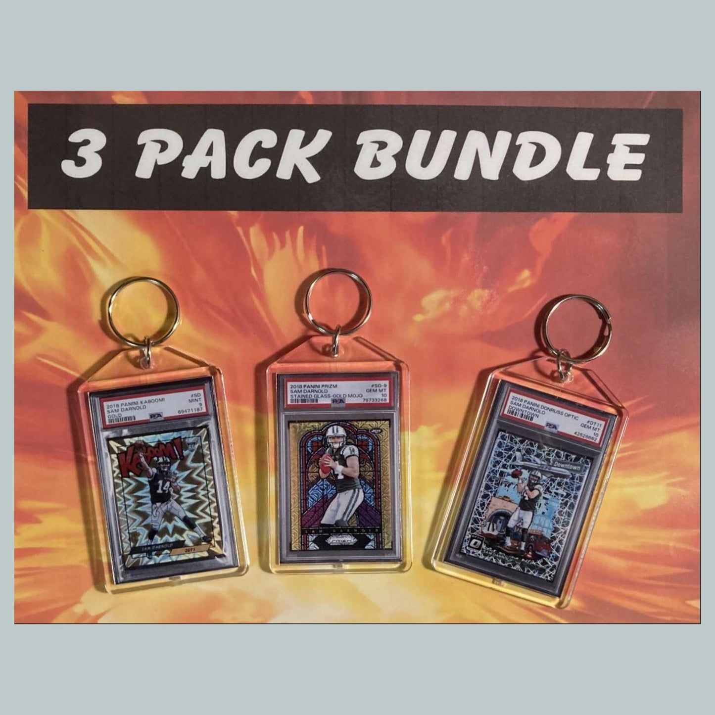 3775B Sam Darnold 3 Pack Bundle Hand Made Keychains FBL
