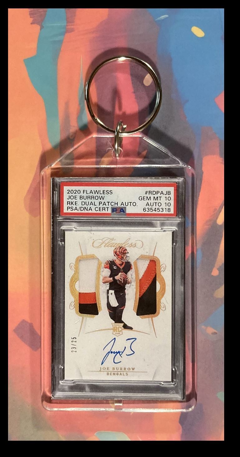 2970 Joe Burrow 2020 Panini Flawless Dual Patch Auto Keychain FBL KYC