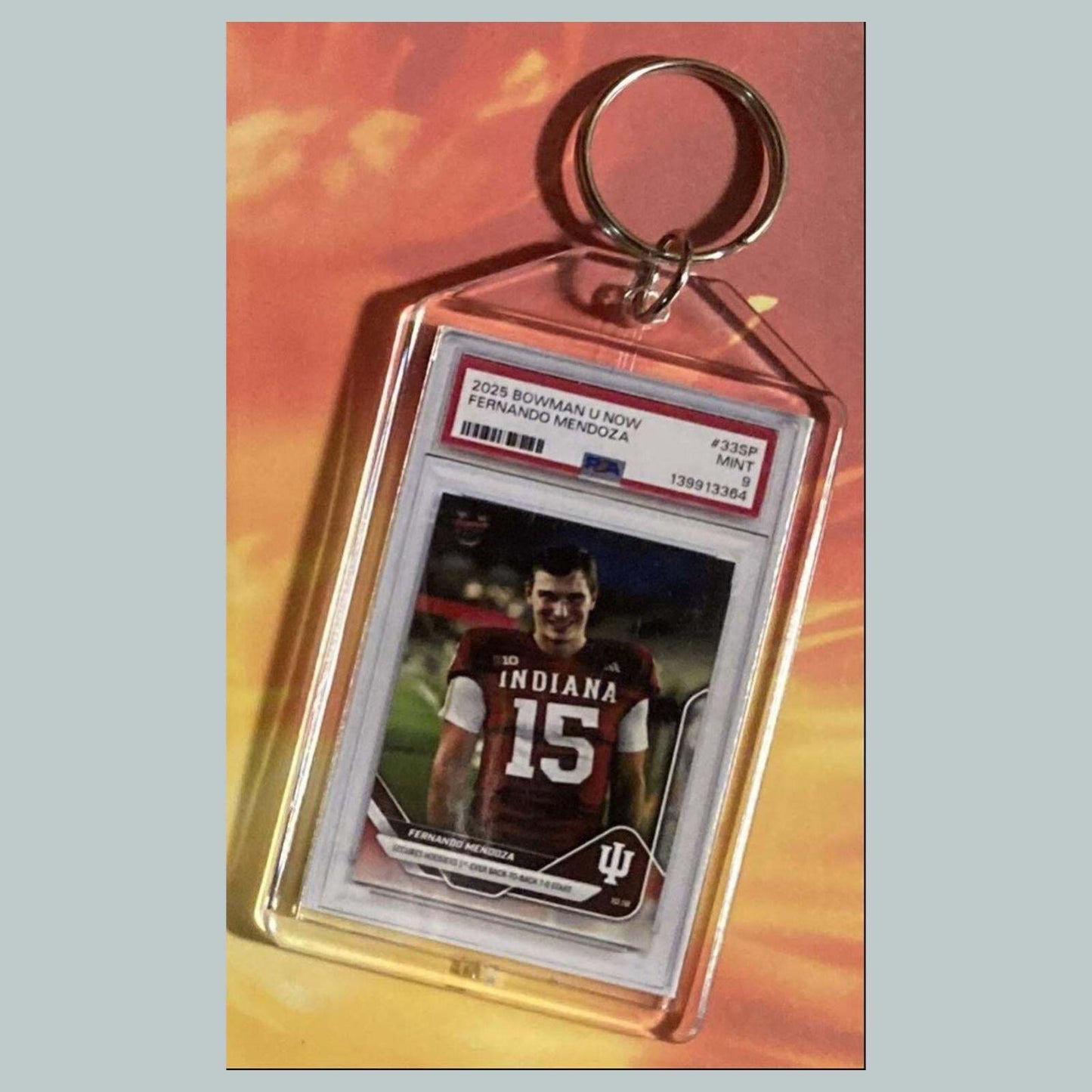 3725 Fernando Mendoza 2025 Bowman U Custom Hand Made Keychain FBL