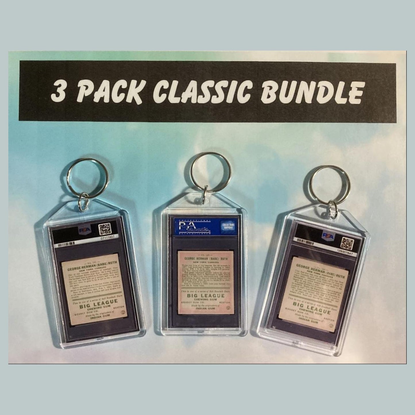 0667B Babe Ruth 3 Pack Bundle Goudry Custom Hand Made Keychains