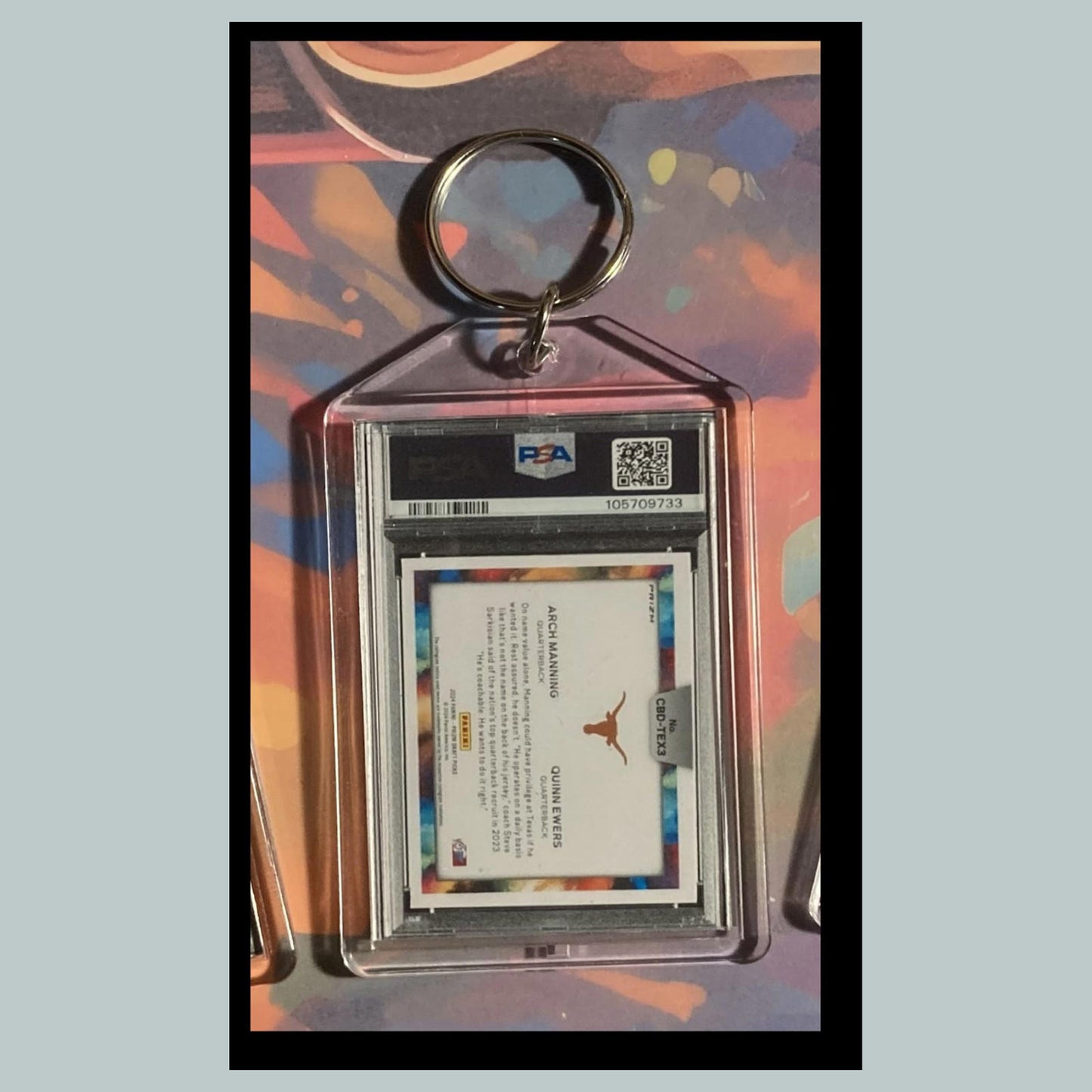 0517 Arch Manning/Ewers 2024 Panini Prizm Color Blast Duals Custom Made Keychain