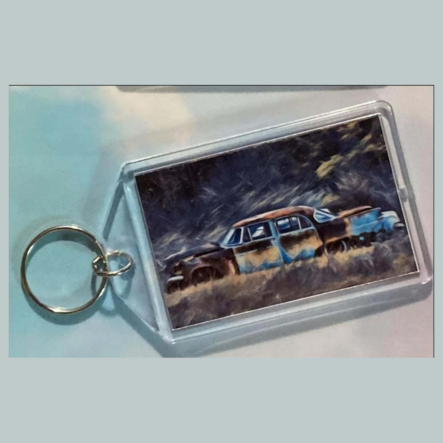 3580 1957 Chevy in Graveyard  Keychain | Vintage Automobile  Keychain MSC KYC