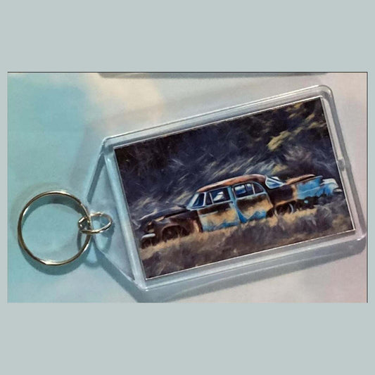 3580 1957 Chevy in Graveyard  Keychain | Vintage Automobile  Keychain MSC KYC