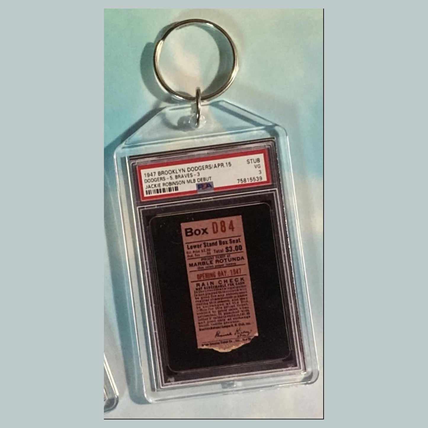 0674 Jackie Robinson Ticket Stub 1st Game 1947 Custom Made Keychain