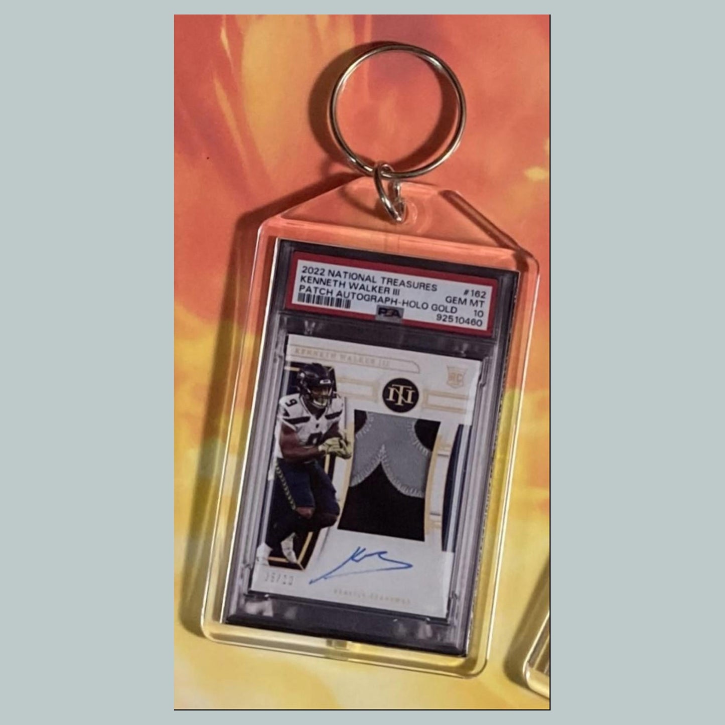 0812 Kenneth Walker III 2022 Nat Treaus Patch Auto Hand Made Keychain