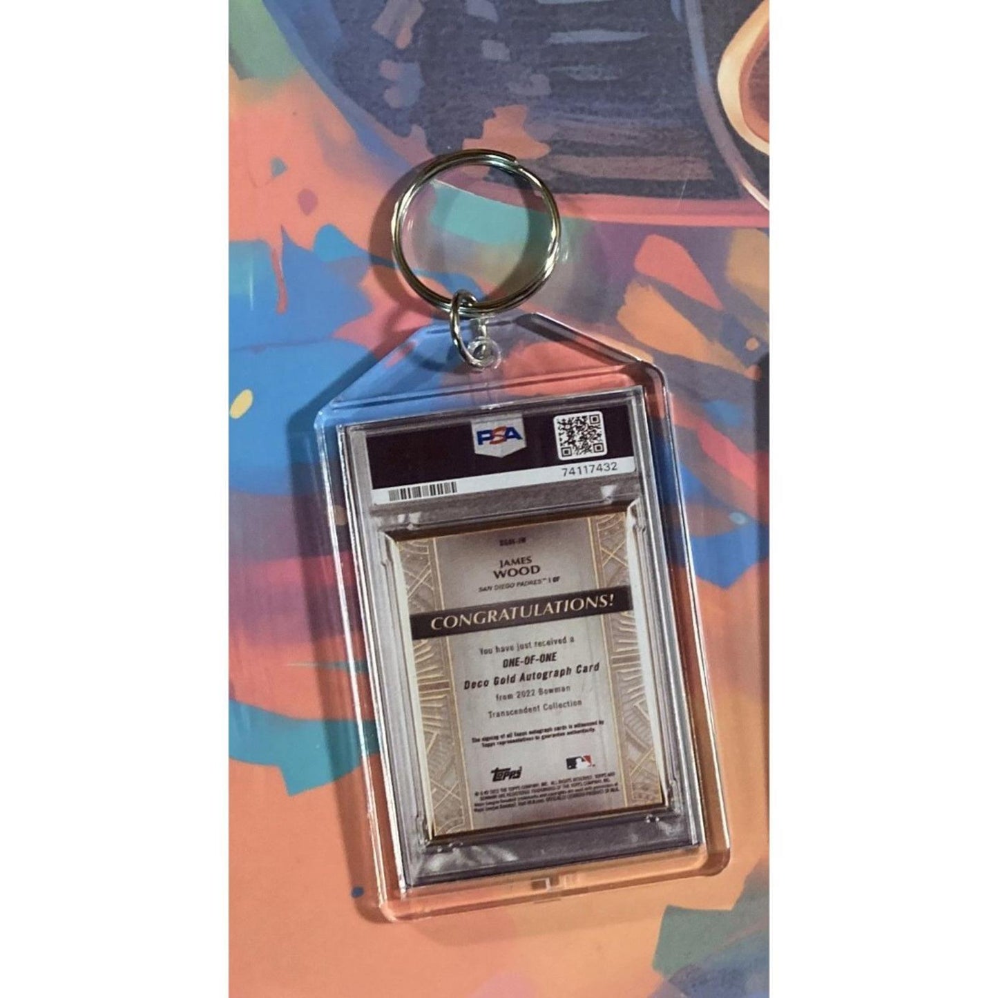 0166 James Wood2022 Bowman Transcendent Deco Gold Auto Custom Novelty Keychain