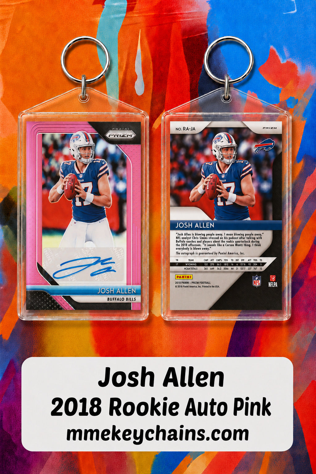 0008 Josh Allen 2018 Rookie Auto Pink Novelty Keychain FBL FBL